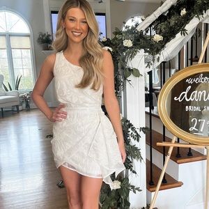 One shoulder white dress